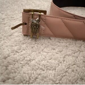 NWOT Kurt Geiger Embellished Stone Diamanté Bird Pink Leather Belt Sz 10